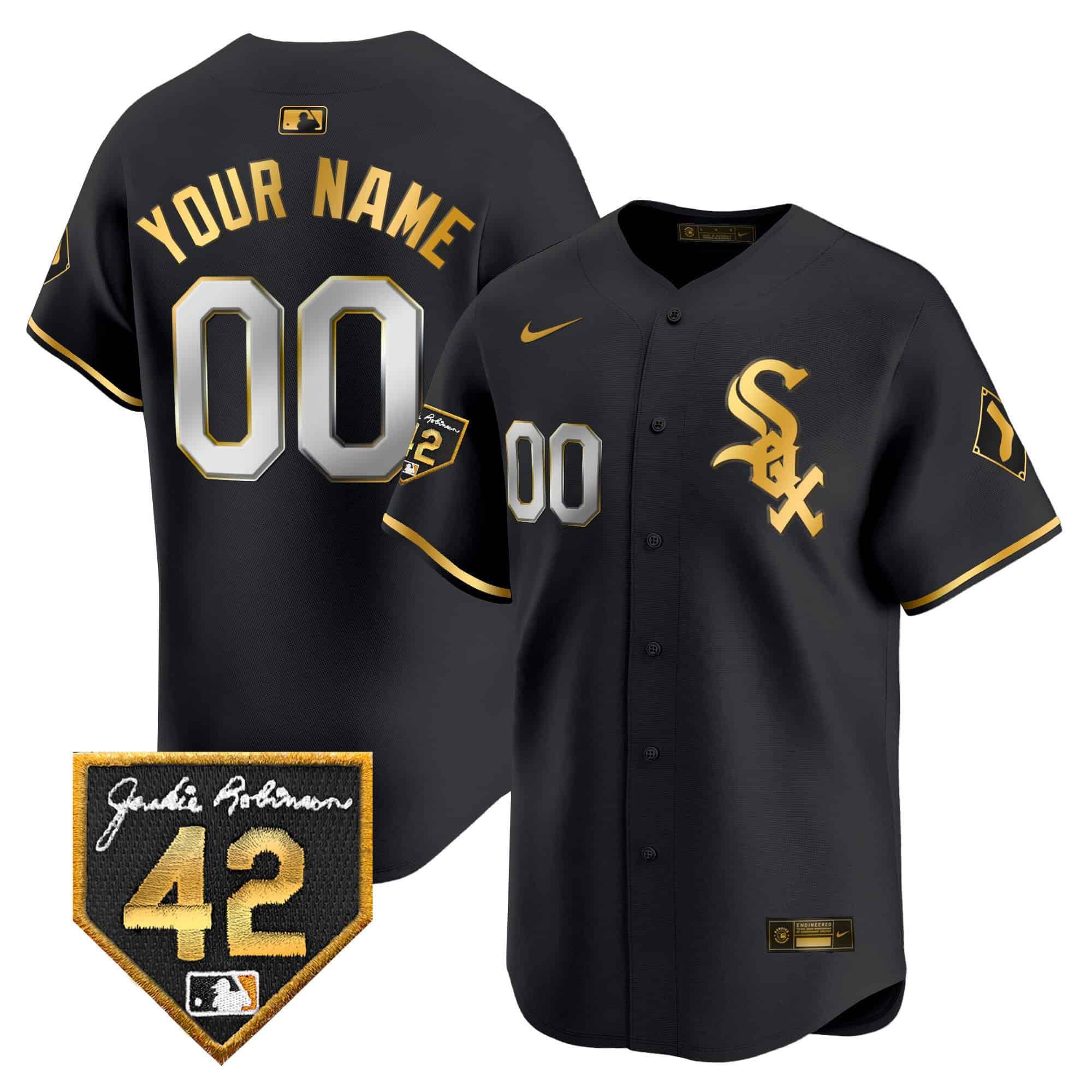 Men Chicago White Sox Black Nike 2024 Jackie Robinson Patch Vapor Premier Limited Custom MLB Jersey